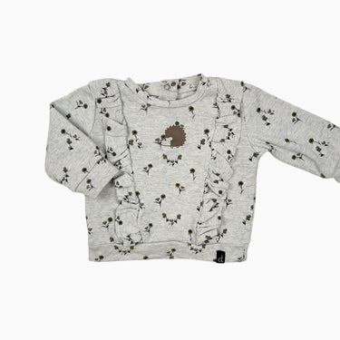 Pull gris fleuri avec hérisson 6M