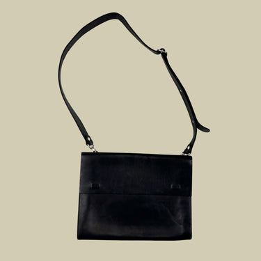 Sac en cuir noir à bandouillère 10x7po