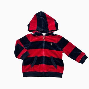 Veste à rayures rouges et marine en velours 6M