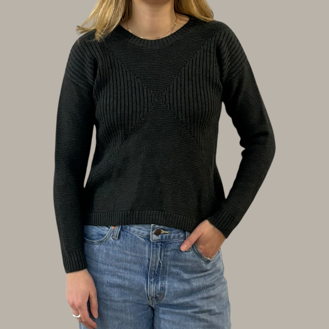 Pull vert sapin en tricot mélangé pour femmes S (Fit XS)