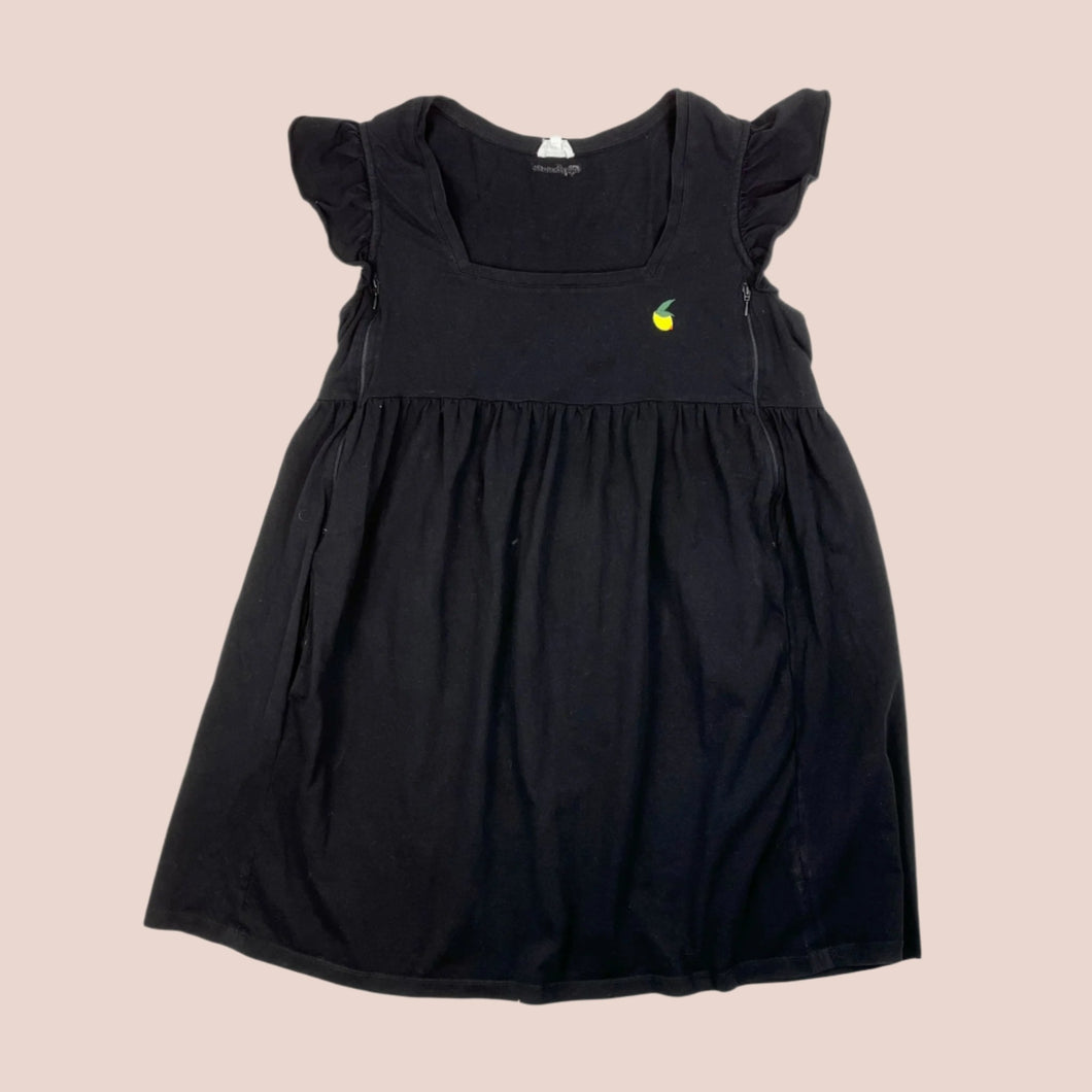 Robe noire d'allaitement en coton avec citron brodé L