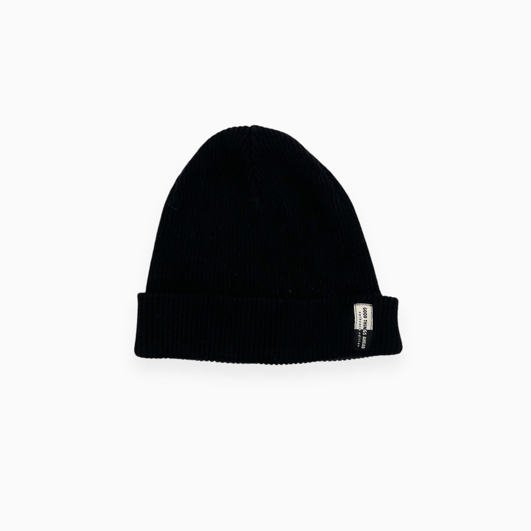 Tuque noire en coton cotelé 50cm (12-24M)