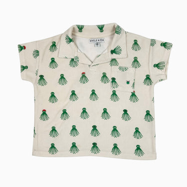 Polo vanille 'pieuvres' en ratine 6Y