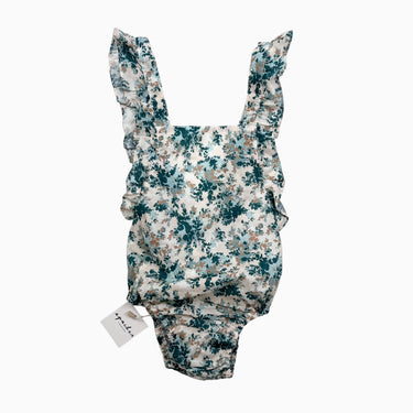 Barboteuse en coton à imprimé feuillages verts et beiges 4Y (fit 3-4Y)