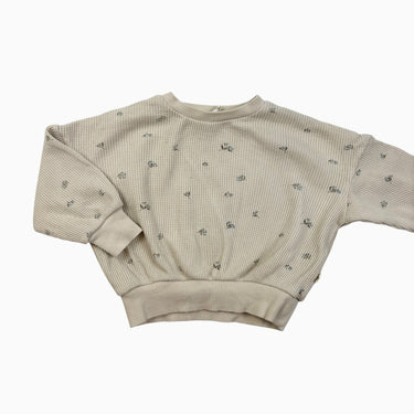 Chandail vanille fleuri en coton gaufré 1-2Y