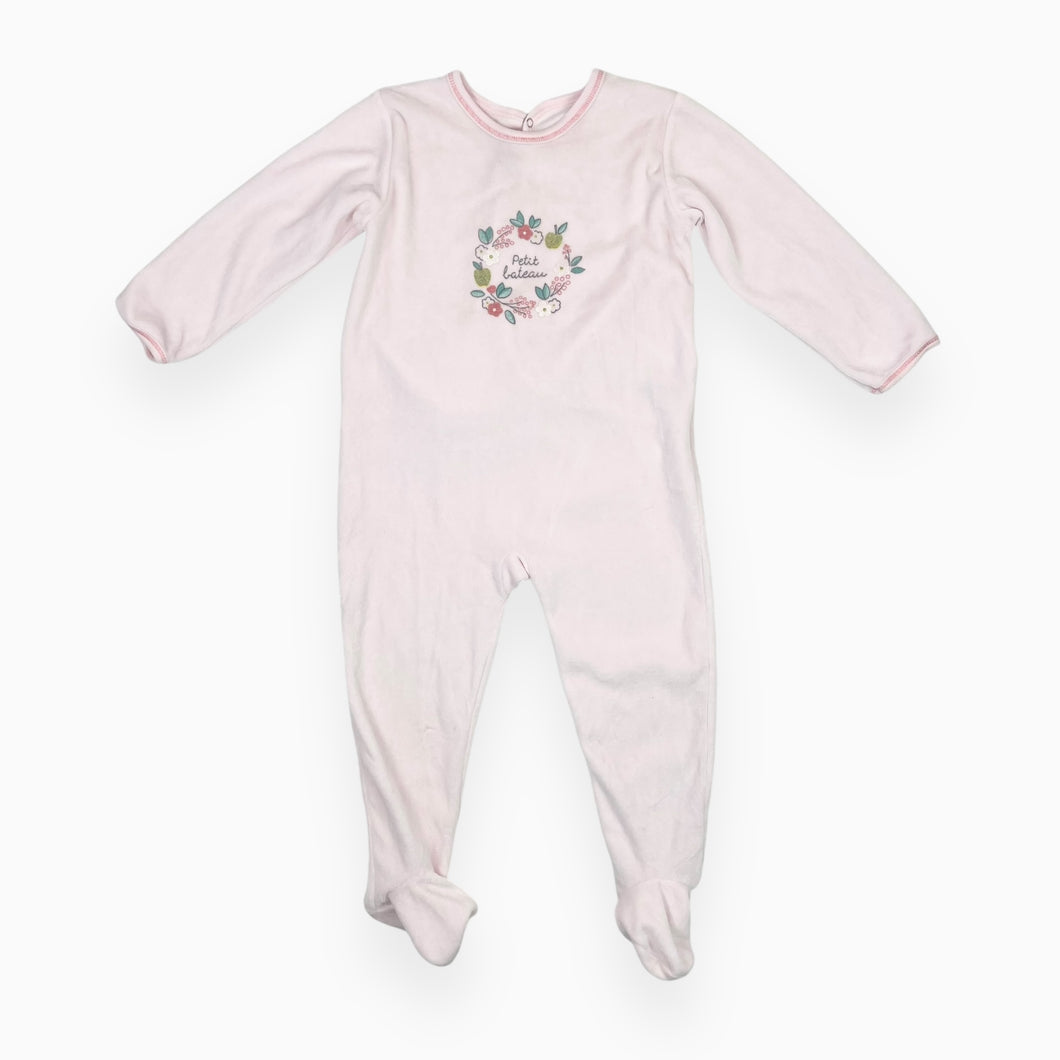 Pyjama en velours rose pâle à imprimé fleur 36M