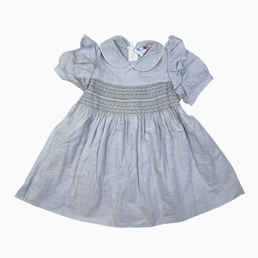 Robe à col claudine bleue ciel avec smock 12M