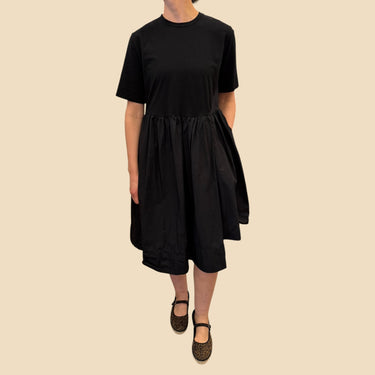 Robe midi noire en coton pour femmes M
