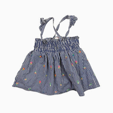 Haut à smock ligné et broderies florales 12-18M