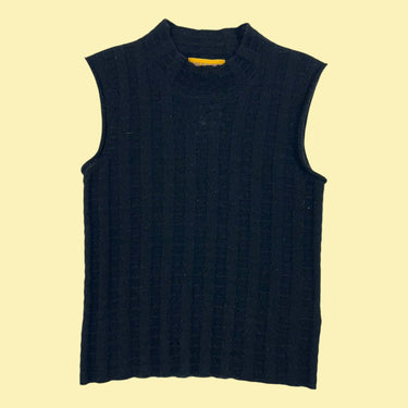 Camisole noire en tricot de laine mérinos, soie et cachemire pour femmes S
