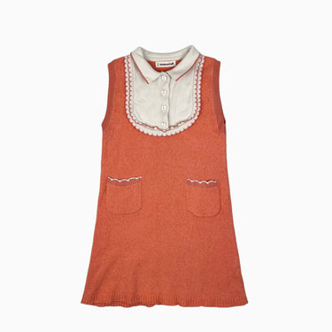 Robe courte orange en tricot de coton bio et pima 7-8Y