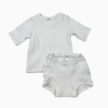 Ensemble blanc cotelé 12-18M
