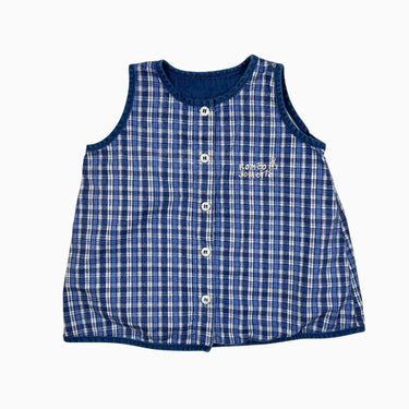 Haut vintage sans manche à carreaux bleus 4Y