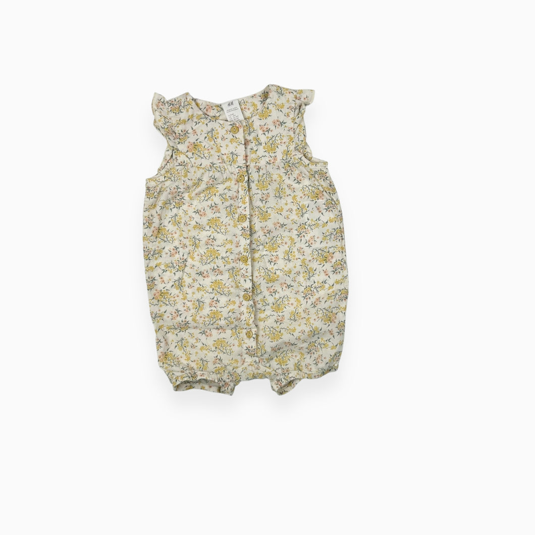 Combi en coton bio crème à imprimé floral 12-18M