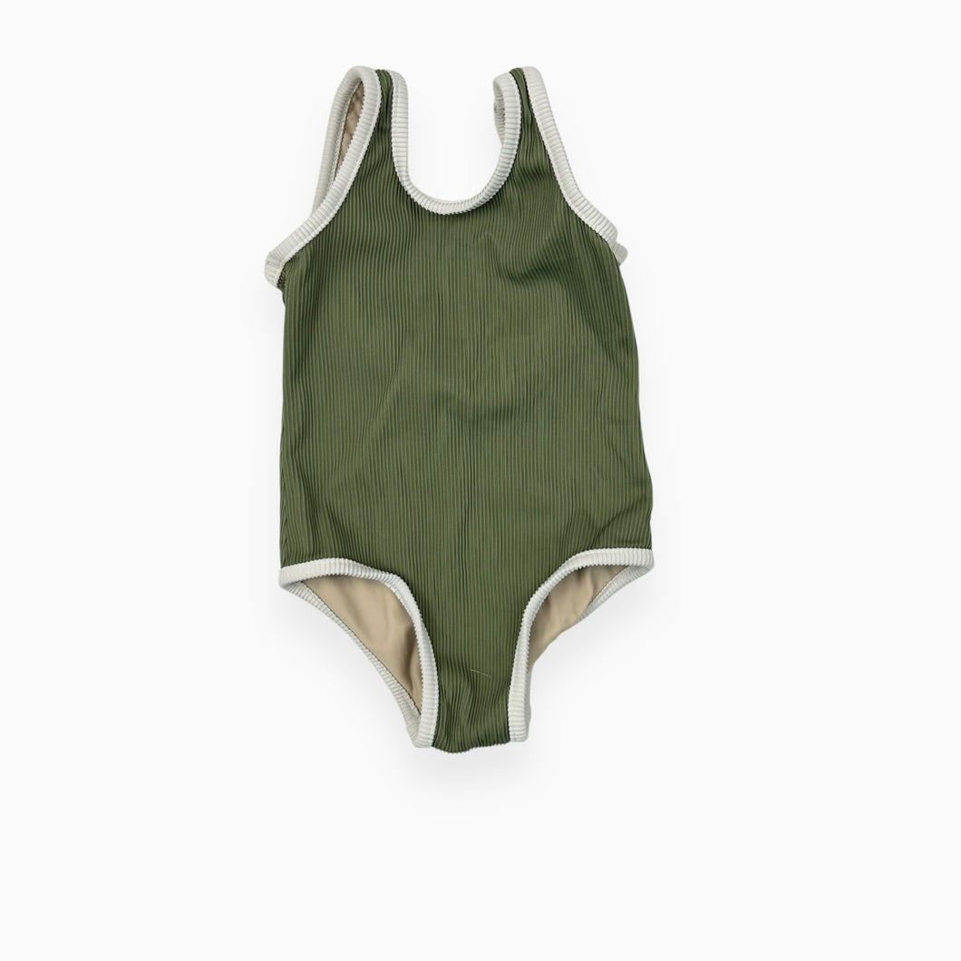 Maillot vert moss en econyl extensible cotelé 1Y