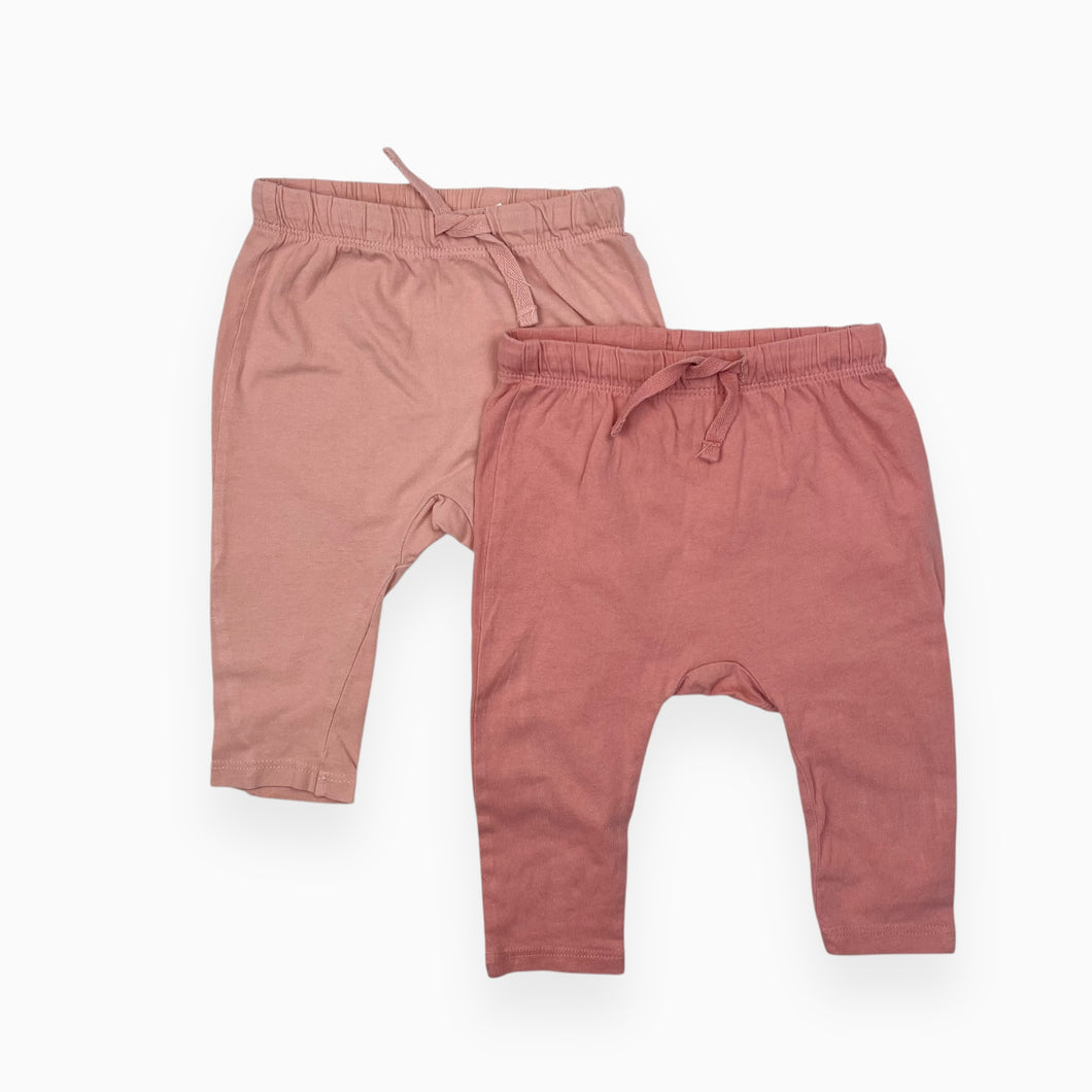 Duo de pantalons roses en coton bio 6-9M