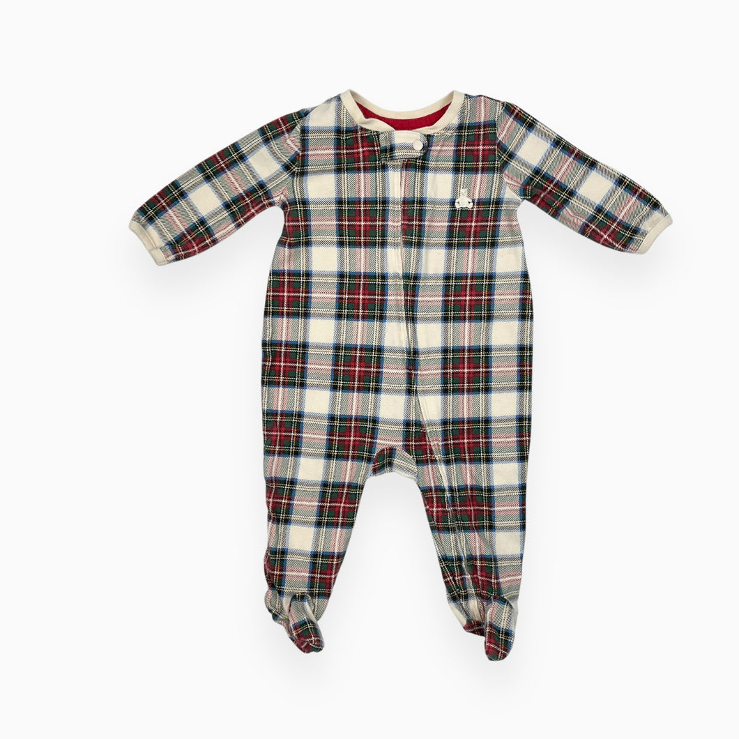 Pyjama en coton bio à carreaux style tartan 0-3M