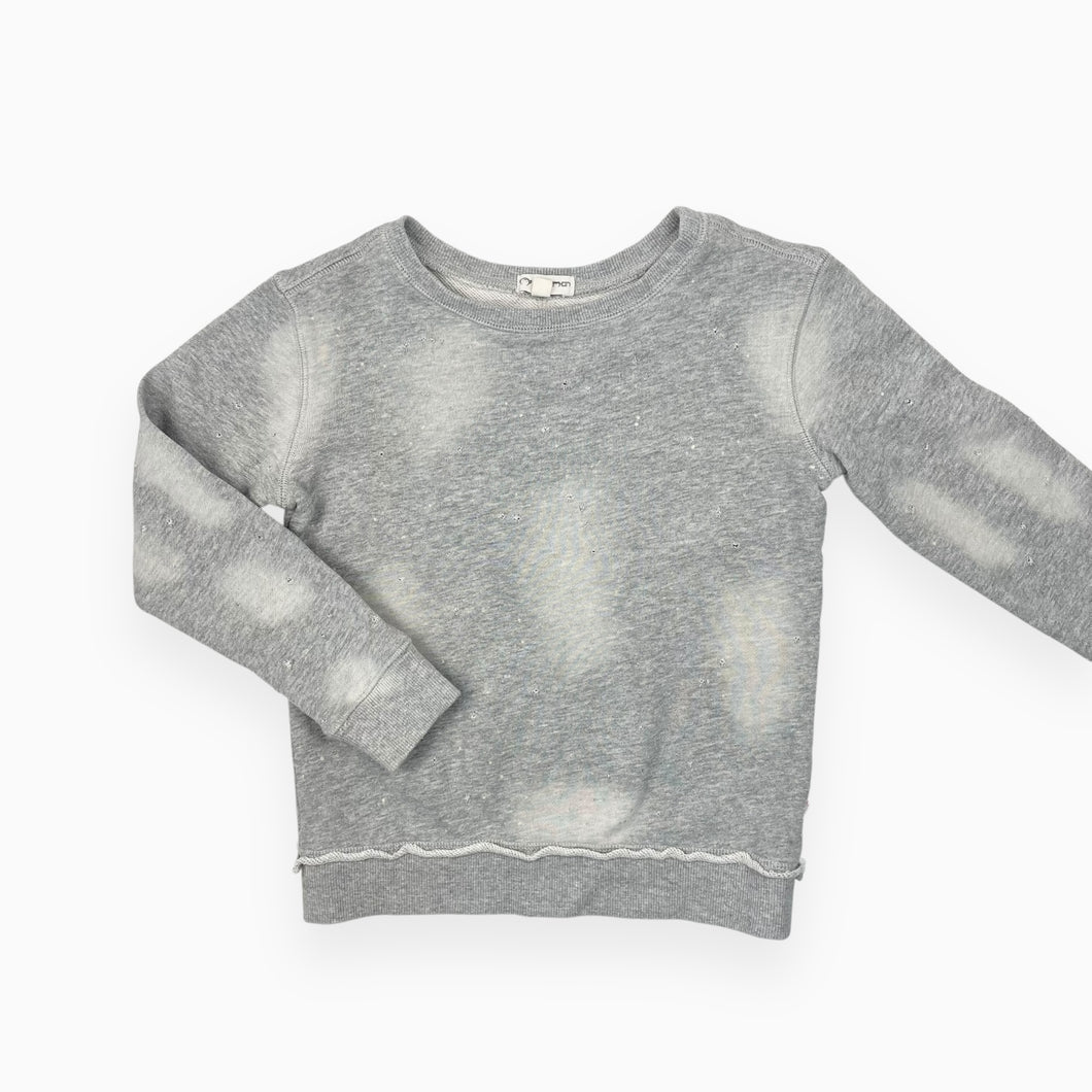 Pull gris chiné en coton 'look washwear avec petits trous' 6Y