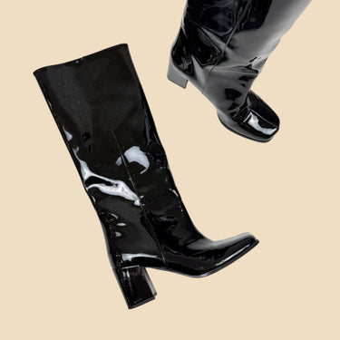 Bottes à talons noires vernies pour femmes 39EU