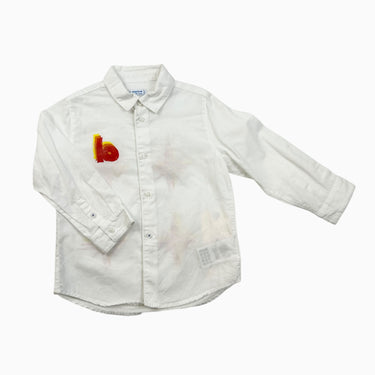 Chemise blanche étoiles rouge/jaune/orange 3-4Y