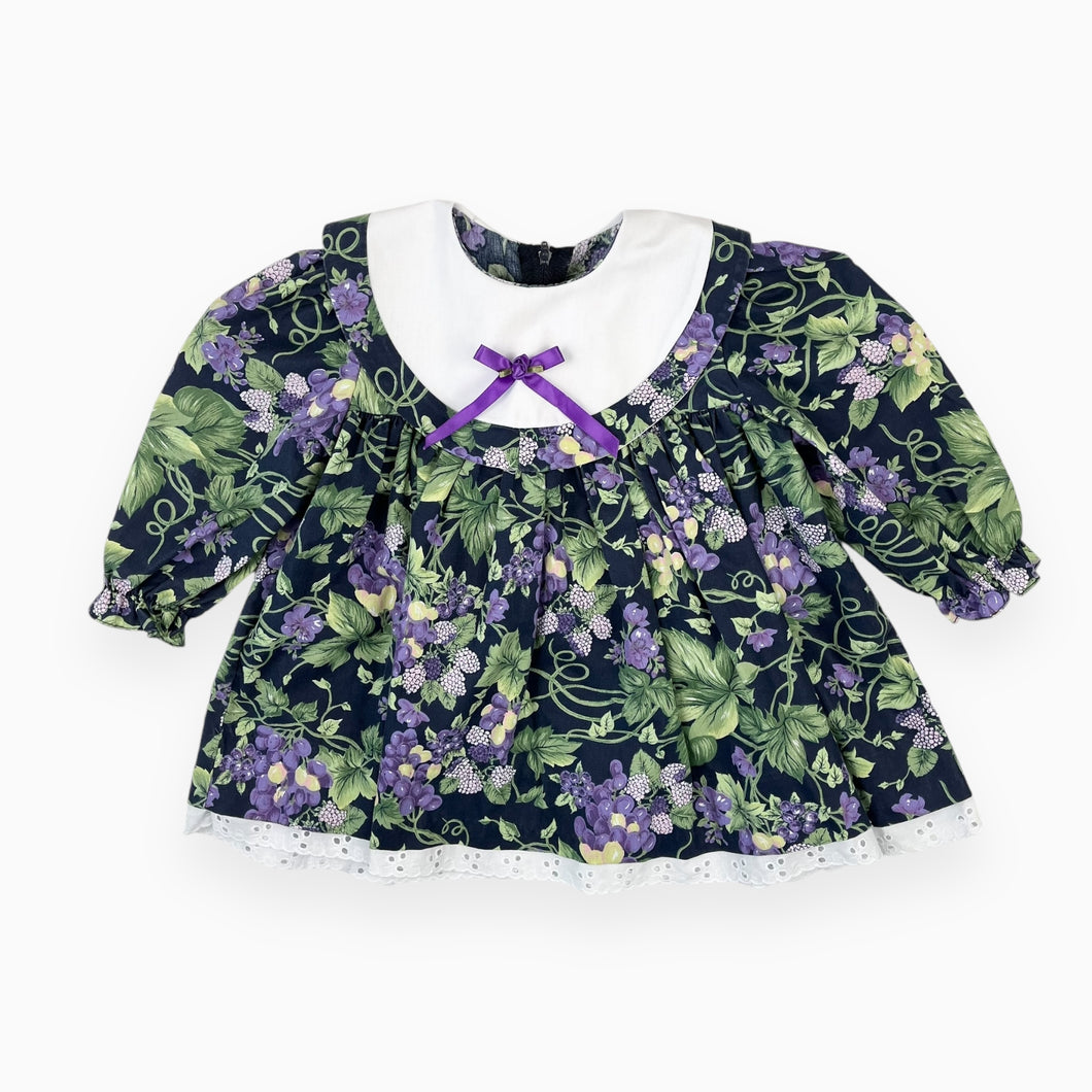 Robe vintage à imprimé raisins en poly et coton fait au Canada 24M