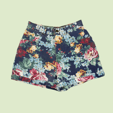Short vintage en jeans fleuri pour femmes S