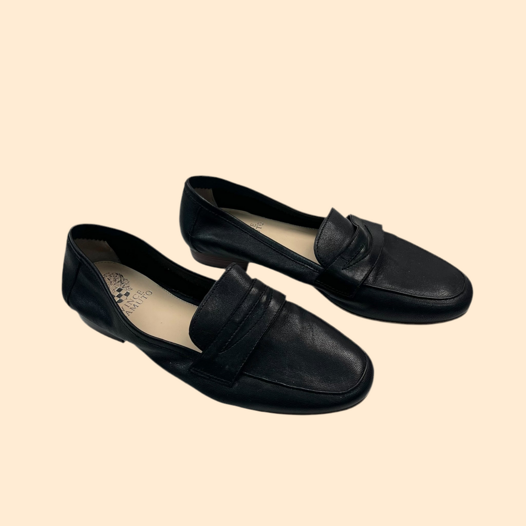 Souliers noirs style loafer en cuir pour femmes 6 US