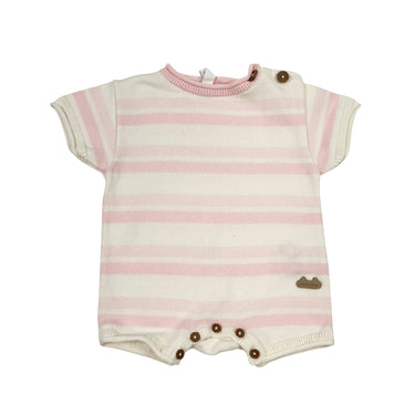 Combi à rayures roses 0-3M