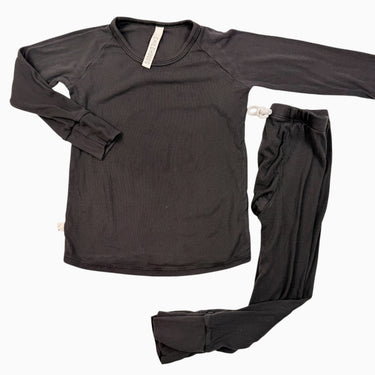 Pyjama charcoal en coton et modal cotelé fait aux É-U 4Y