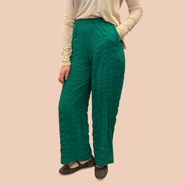Pantalon vert émeraude texturé pour femmes M