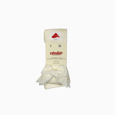 Collant vanille avec noeud en velours 6-12M