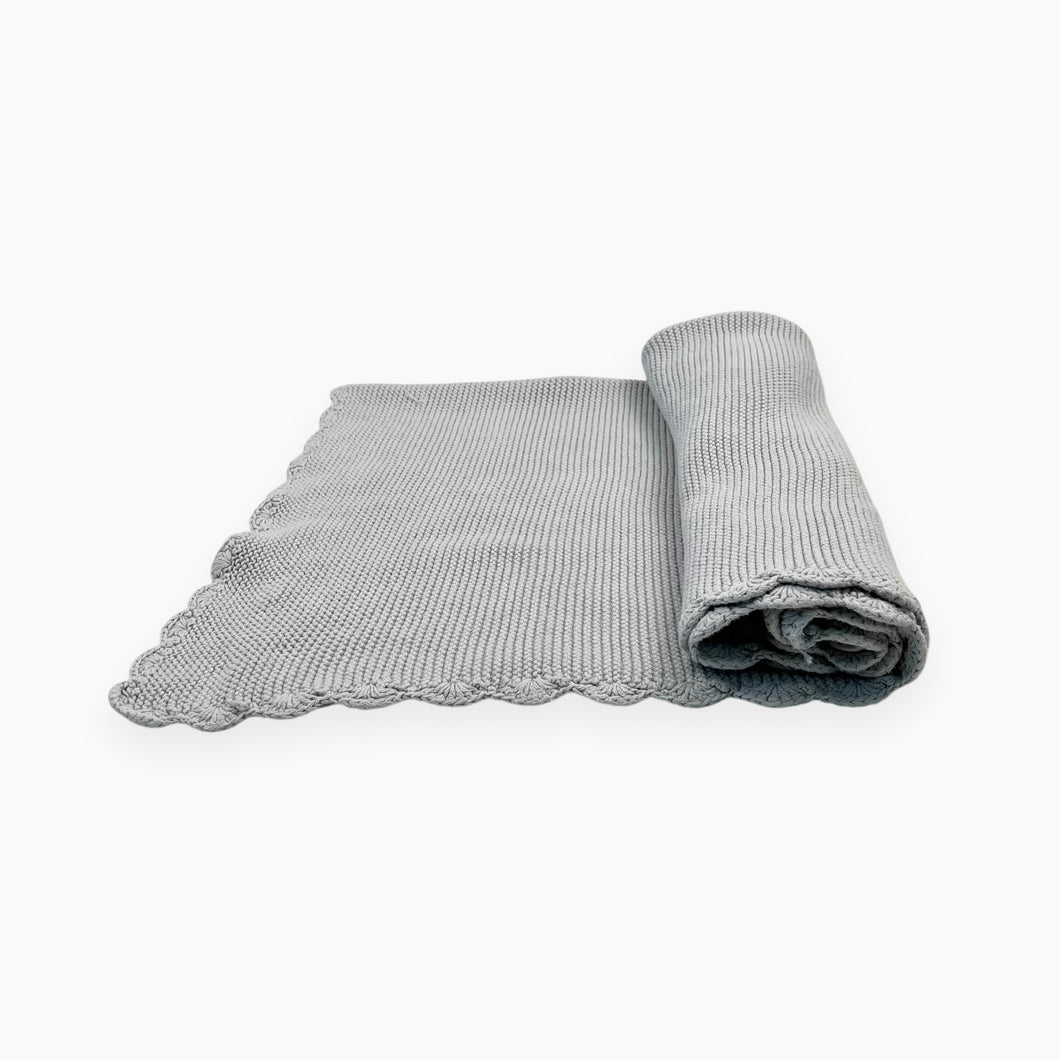 Couverture grise en tricot de coton 30x36''