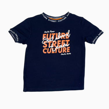 T-shirt marine 'skateboard' en coton piqué 6Y