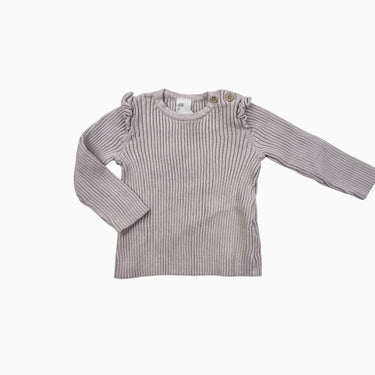 Pull greige tricot côtelé 6-9M