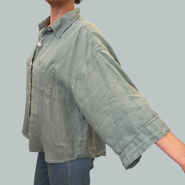 Chemise bleue en lin pour femmes M-L