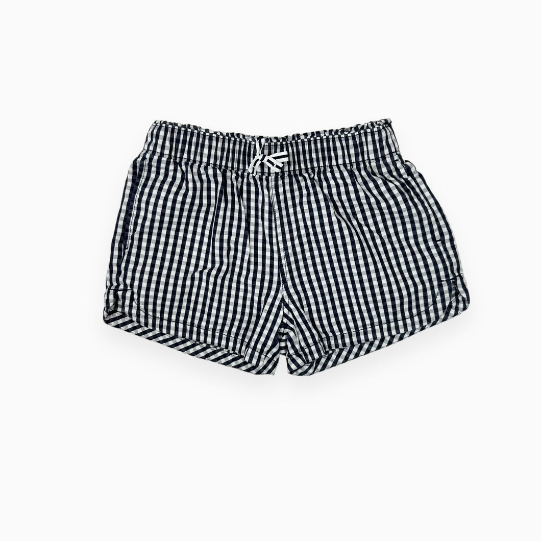 Short en coton à motif vichy marine et blanc 10Y