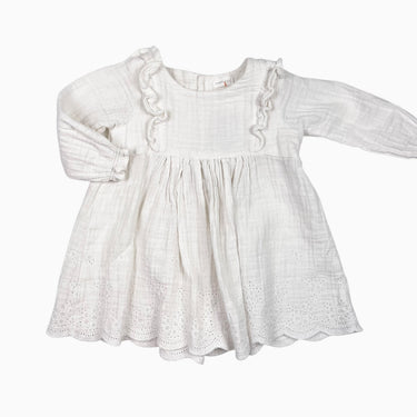 Robe blanche en mousseline avec broderie anglaise 2Y