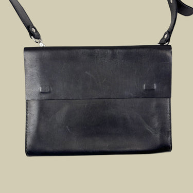 Sac en cuir noir à bandouillère 10x7po