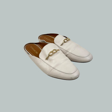 Loafers 'slip-on' crème en cuir pour femmes 11US