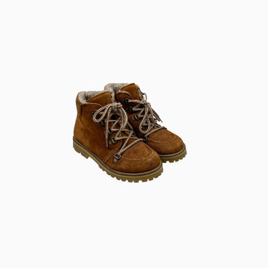 Bottines en suède caramel doublées à lacet 31EU