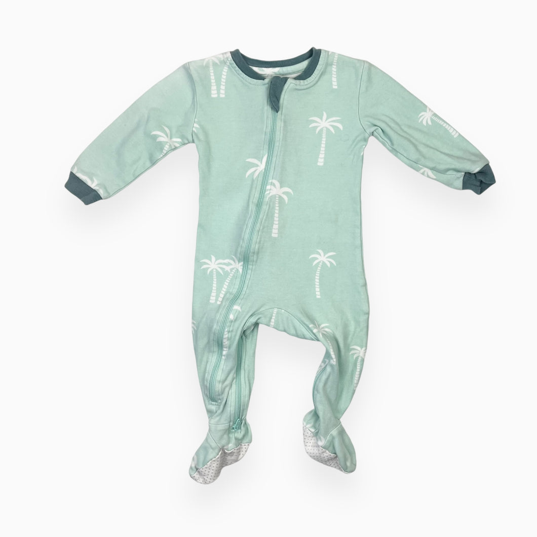 Pyjama menthe en coton bio à imprimé palmiers 6-9M