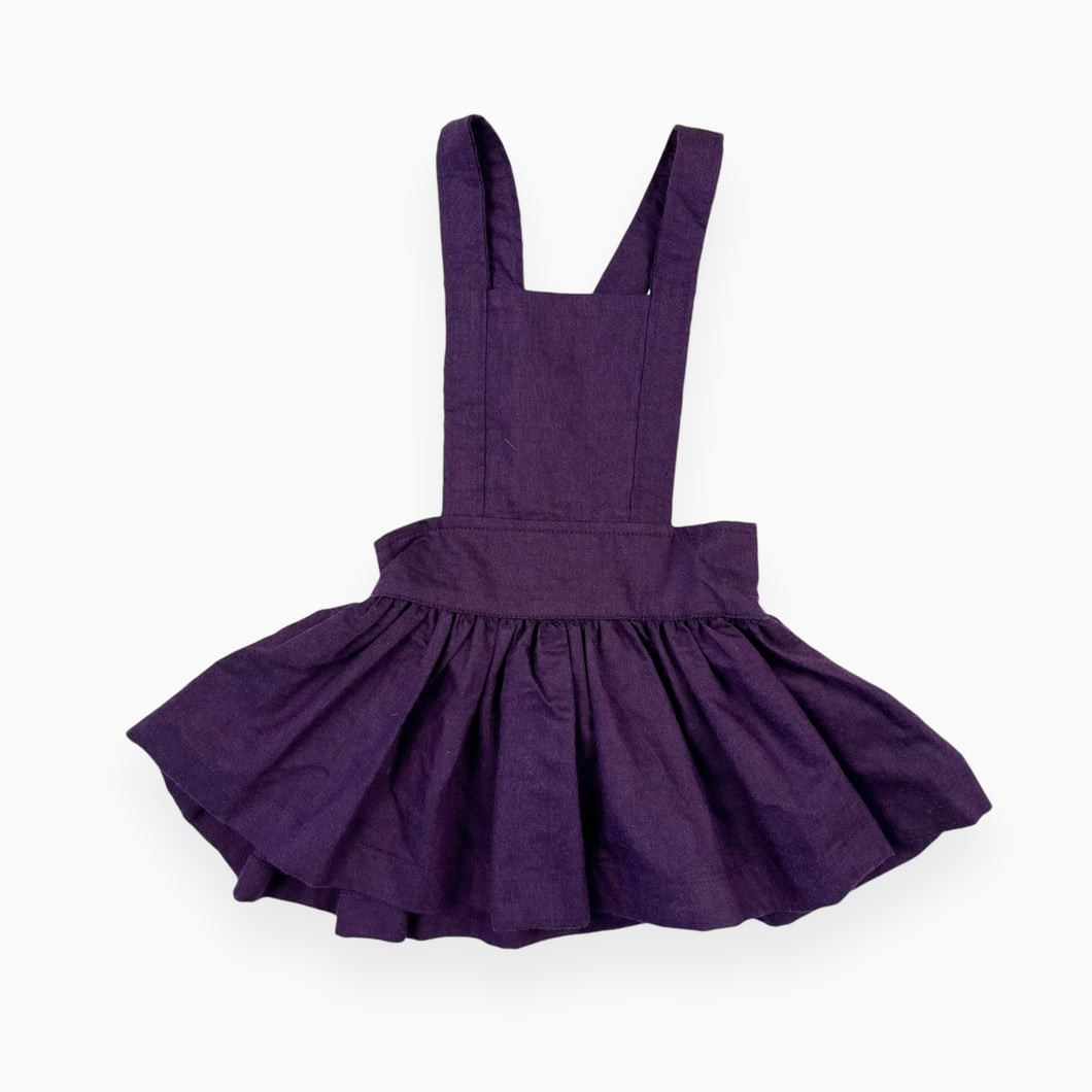 Robe tablier violette en coton 6-12M