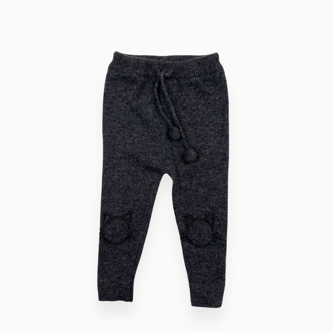 Legging gris en tricot de cachemire avec chat aux genoux 3-6M