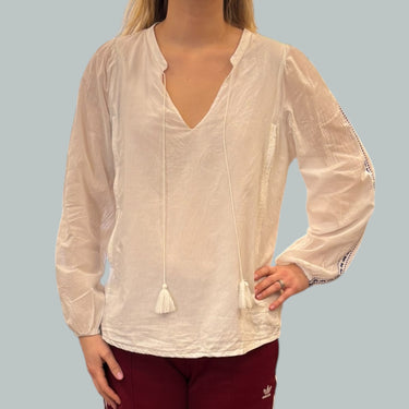 Blouse d'allaitement blanche avec broderie en coton pour femmes L