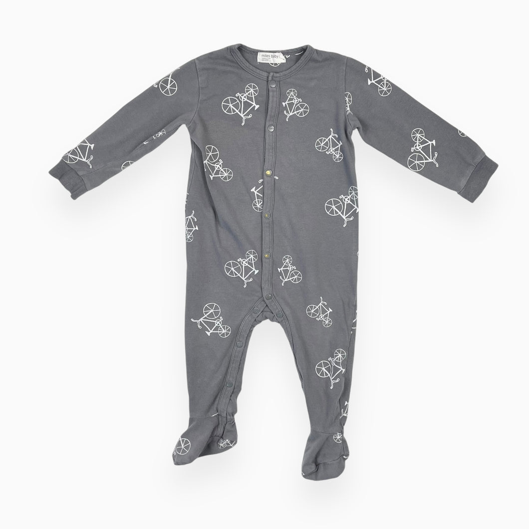 Pyjama gris en coton motif vélo 9M