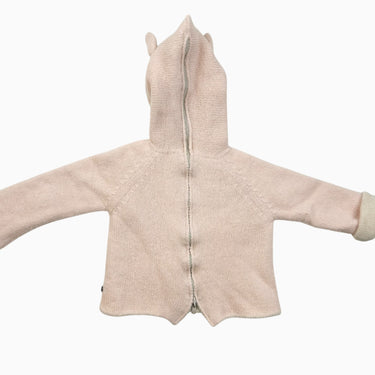 Pull à capuchon 'licorne' rose en tricot d'alpaga 4Y fit petit 2-3Y