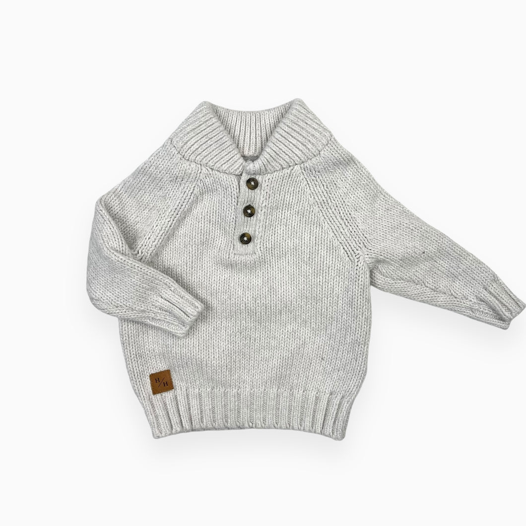 Haut col chale en tricot de coton bio 6-12M