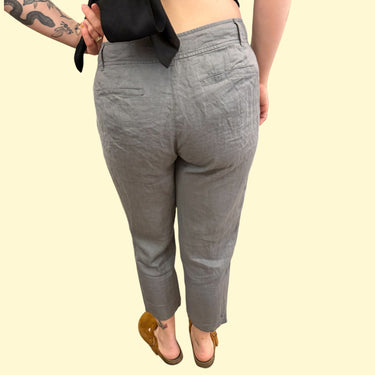 Pantalon gris en lin pour femmes 10US