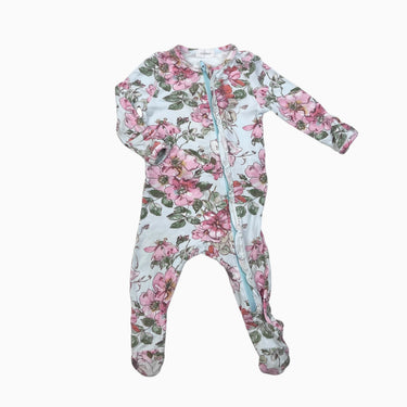 Pyjama aqua fleuri en bambou et spandex 0-3M