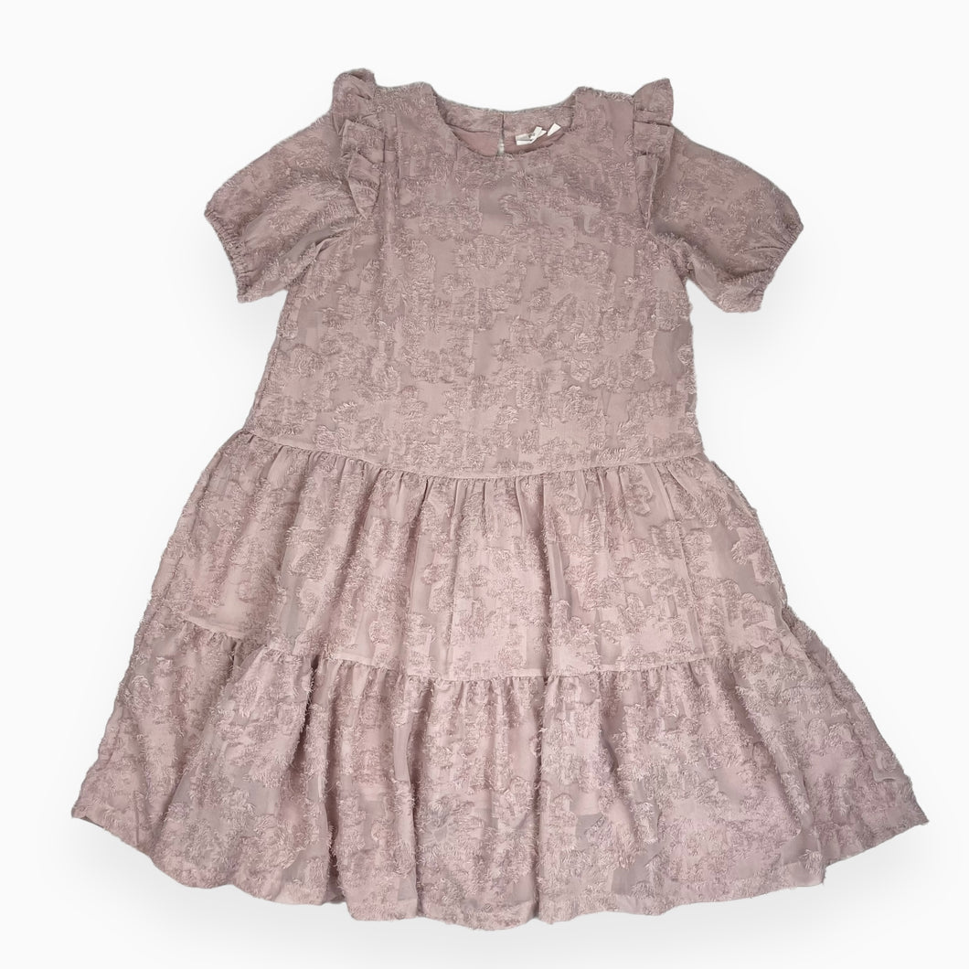 Robe vieux rose en chiffon de poly doublé en coton 9-10Y